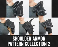 Every costume needs cool pauldrons! Here are 5 more interesting shoulder armor designs that can easily be scaled, altered or combined. Just use them as your starting point and add more layers or details to give them your own spin! This pattern collection includes: * Rider Shoulder * Goddess Shoulder * Bulky Shoulder * Spiky Shoulder * Double Shoulder I recommend using 10mm and 5mm low-density EVA foam (high density works too) as well as contact cement to create these pieces. Other materials (like Worbla) work as well of course! All patterns are based on my own body size, so print them larger or smaller to fit your own shoulders. You can find more instructions on how to make costume pieces and props in my tutorial books or on my YouTube channel. Just use these patterns as a base and add you Costume Armour Foam Armor, Cosplay Armor Template, How To Make Armor Diy, Cardboard Shoulder Armor, Steampunk Shoulder Armor, Cosplay For Men Ideas, Leather Shoulder Armor Pattern, Shoulder Pauldron Pattern, Foam Armor Tutorial