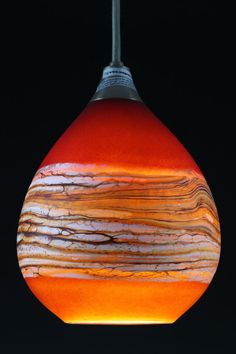 Ruby & Tangerine Strata Teardrop Pendant Light Art Glass Lighting, Hand Blown Glass Lighting, Blown Glass Lighting, Blown Glass Pendant Light, Lighting Art, Tangerine Color, Blown Glass Pendant, Lighting Pendant, Lamp Ceiling