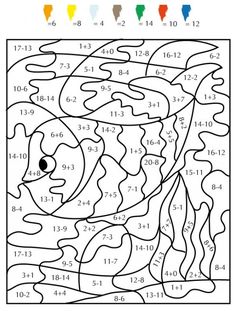 the color by number fish coloring page for kids with numbers and colors to help them learn how