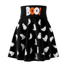 You'll be ready to embrace any type of Halloween festivities in style with this charming and playful piece that effortlessly combines the spooky season's vibes with a touch of fun feminine flair. Crafted with comfort in mind, the skirt is made from a high-quality and lightweight fabric blend that gracefully flows with every step you take. The soft and breathable material ensures you stay comfortable and confident throughout the day or night. The skater silhouette is a timeless classic, flatterin Halloween Skirt, Ghost Pattern, Halloween Clothing, Halloween Festivities, Women's Circle, Plus Size Halloween, Dressy Tops, Halloween Women, Circle Skirt