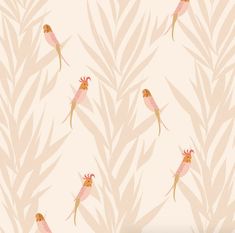 a wallpaper with birds and palm leaves