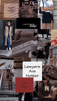 the collage shows different types of people in business attire, and text that reads law school