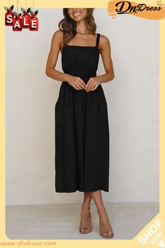 Square Neck Backless Slip Maxi Dress