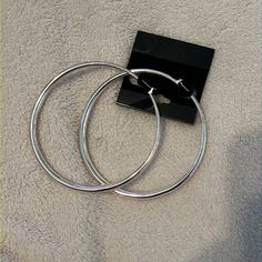 Never Worn. Interior Diameter Is About 7.5 Cm. Silver Metal Hoop Earrings For Spring, Silver Hoop Earrings For Spring, Spring Silver Metal Hoop Earrings, Nickel-free Adjustable Silver-plated Hoop Earrings, Adjustable Nickel-free Sterling Silver Hoop Earrings, Artisan Bronze Nickel-free Hoop Earrings, Vintage Sterling Silver Nickel-free Hoop Earrings, Nickel-free Silver Alloy Hoop Earrings, Silver Hoops