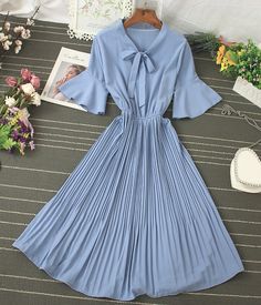 A Line Round Neck Short Sleeve Dress Summer Dress on Luulla Princess Beauty, Short Sleeve Summer Dresses, Pink Blue Yellow, Fashion Design Clothes, Short Sleeve Dress, Dream Clothes, Dress Summer, Dress Fabric, Apricot