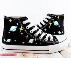 Modern Witch Fashion, Cute Converse Shoes, Cute Converse, Painted Canvas Shoes, Kawaii Clothing, Harajuku Fashion Street, Dr Shoes, Kawaii Shoes, Witch Fashion