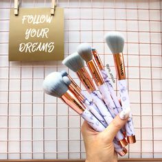 The Marble Collection – For Chic Babes Only Cruelty free, vegan and super soft this brush set has 7 different brushes for flawless application for face and eyes. Carefully hand-crafted with marble, rose gold and two toned grey and white bristles, the Marble Collection was designed for the chicest babes around. #gwalondon How To Clean Gold, Clean Gold Jewelry, Jewelry Cleaning, Makeup Blog