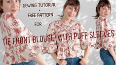 the front blouse with puff sleeves sewing pattern