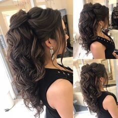 💕 Hair in Elstile - #elstile #Hair Quinceanera Hairstyles, Half Updo, Wedding Hair Inspiration, Penteado Cabelo Curto, Wedding Hair And Makeup, Long Curly Hair, Long Curly