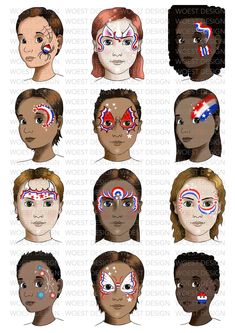 the different faces of children with their face painted