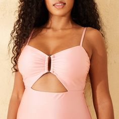 Women's Cut Out One Piece Swimsuit - Shade & Shore™ Pink XL Cheeky One Piece Swimsuit, Cut Out One Piece, Womens Tie, Swimsuit Shops, High Leg, Swimwear Fashion, Bra Cups, Body Measurements, Bra Sizes