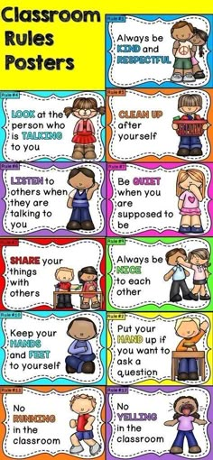 classroom rules posters for students to use in their writing and reading skills, including the words