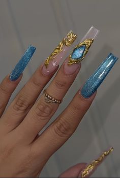 Nails Water, Acrylic Nail Designs Classy, Aqua Nails, Nail Business, Long Nail Designs, Claw Nails, Colored Acrylic, Colored Acrylic Nails, Design Nails