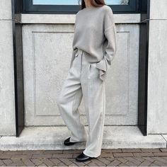 Cos Pleated Wide Leg Wool Pants In Cream Melange Minimalist Chic Cozy Trousers Outfit, Business Casual Neutral Pants For Fall, Neutral Business Casual Pants For Fall, Neutral Pants For Business Casual In Fall, Neutral Pants For Fall Workwear, Neutral Fall Pants For Workwear, Neutral Wide-leg Pants For Fall, Fall Wide Leg Neutral Pants, Neutral Wide Leg Pants For Workwear In Fall