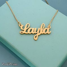 ♦Order any name custom made on your Layla style nameplate necklace. ♦Made by me in solid sterling silver 925, both the nameplate and chain, plated in 18k Gold. ♦A lovely personalized gift for anyone at any age! ♦Made especially for you in 5-7 business days. ♦Capital letter a standard 1.1 cm tall, upgraded 1.2 mm  nameplate thickness. --------------Shipping---------------- 🌿 I will make and ship your personalized necklace out to you within 4-7 business days. FREE STANDARD USPS shipping takes up Classic Name Necklace For Birthday Gift, Custom Name Nameplate Necklace For Birthday Gift, Custom Nameplate Necklace For Birthday, Custom Nameplate Necklace For Birthday Gift, Classic Name Necklace Perfect As A Gift, Classic Name Necklace As A Gift, Classic Customized Name Necklace For Mother's Day, Customized Classic Name Necklace For Mother's Day, Classic Customizable Name Necklace As Personalized Gift