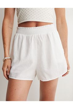 Soft, lightweight linen blend fabric with the prettiest texture (the best for sunny days!)/Everyone's fave: pockets!/Accessibility deets: elastic waistband for easier on/off! Aerie Clothing, Soft Shorts, On Off, Sunny Days, Linen Blend, Women's Jeans, American Eagle Outfitters, American Eagle, Cute Outfits