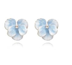 Features:  ✿Beautiful pansy flower design with gradient blue petals  ✿Sparkling crystal center for added elegance  ✿Lightweight and comfortable for all-day wear  ✿High-quality materials for durability  ✿Perfect for both casual and formal occasions Specifications: Material: Alloy, Enamel, Crystal Earring Type: Stud Dimensions: 1.2 cm x 1.2 cm Weight: 5 grams (per pair) Closure: Push-back   ✿How to Care for Your Jewelry✿ ❀Remove jewelry during intense exercise, swimming, and showering. Water, oil, Blue Flower Earrings For Spring, Light Blue Flower Jewelry For Spring, Light Blue Flower Earrings For Spring, Elegant Light Blue Flower Earrings, Blue Blossom, Pansy Flower, Pansies Flowers, Sparkling Crystal, Jewelry Plate