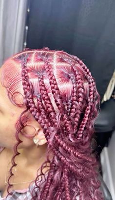 Pretty Braided Hairstyles With Color, Burgundy Braided Hairstyles, Braid Aesthetic, 70 Hairstyles