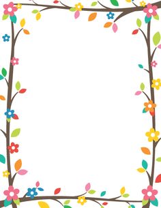 a square frame with colorful flowers and leaves on the edges, in front of a white background