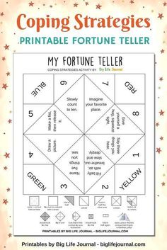 the printable fortune teller is shown in red and white, with stars on it