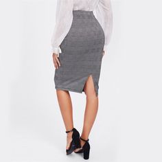 Gender: Women Style: Office Lady Waistline: empire Material: Polyester Material: Spandex Dresses Length: Knee-Length Pattern Type: Plaid Model Number: skirt171101701 Silhouette: Pencil Decoration: None Color Style: Natural Color UID: 171123223 Fabric: Fabric has some stretch Style: Work, Elegant Material: 95% Polyester, 5% Spandex Decoration: Split Spring Fitted Pencil Skirt With Split Design, Fitted Pencil Skirt With Split Design For Spring, High Waist Fitted Skirt With Split Design, Fitted High Waist Skirt With Split Design, Stretch Pencil Skirt With Split Design, Fitted Knee-length Bottoms With Split Design, Elegant Stretch Skirt With Split Design, Pencil Decoration, Sheath Skirt