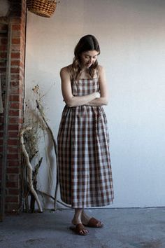 Gingham Dresses For Summer Daywear, Gingham Dress For Summer Daywear, Summer Cotton Midi Dress For Picnic, Casual Plaid Summer Beach Dress, Casual Plaid Beach Dress For Summer, Casual Summer Plaid Dress For Beach, Gingham Midi Dress For Garden Party, Casual Gingham Cotton Midi Dress, Cotton Midi Dress For Picnic