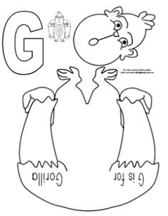 the letter g is for frog coloring page with an image of a bird and its name