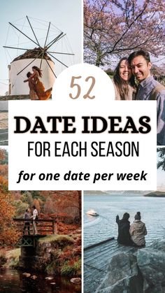 Are you struggling to plan out dates throughout the year? From creative dates to date night ideas, use our list of the best 52 dates to do this year to organize one date per week for a whole year! We've concocted you a list of 52 date ideas for each season and a range of interests including creative, athletic and romantic. via @berightbackdating Date Night Ideas Jar, Date Night Ideas For Married Couples, Date Night Jar, Date Ideas For New Couples, Romantic Date Night Ideas, Creative Dates, Fall Dates, Couple Activities, Cute Date Ideas