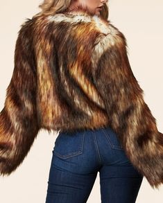 Faux fur Coat features a round neckline, long sleeve design, waist-length hem, hook-eye closures, and a multicolor hue. Multicolor Faux Fur Long Sleeve Outerwear, Multicolor Long Sleeve Fur Coat For Fall, Long Sleeve Design, Hook And Eye, Faux Fur Coat, Waist Length, Sleeve Designs, Round Neckline, Fur Coat