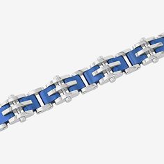 Features: Quick ShipCircumference: 8 1/2 InchJewelry Closure: Fold Over ClaspLink Construction: SolidShape: CrossMetal Color: Two ToneChain Length: 8 1/2 InchCare: Wipe CleanBracelet Type: Link BraceletsMetal: Stainless SteelIs Beaded: NoCountry of Origin: Imported Blue Stainless Steel Chain Jewelry, Steel Blue, Link Bracelets, Stainless Steel, Blue, Color