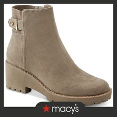 in stock Medium Width Ankle Booties With Zipper, Casual Medium Width Slip-on Booties, Trendy Beige Booties Medium Width, High Ankle Boots With Zipper, Medium Width, Women’s Tan Wedge Booties Size 8, Memory Foam, What To Wear, Wedges, In Store