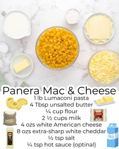 ingredients to make panera mac and cheese