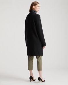 Part sweater, part coat, 100% cozy. This is the piece you’ll turn to every time there’s a chill in the air. Designed with a relaxed fit, our Superfine Merino Wool Sweater Coat is easy to layer over jeans or with one of our tencel dresses for a casual, laidback look. It’s so soft and comfy you might never take it off.  | Quince | Women's Superfine Merino Wool Sweater Coat in Black, Size XS Cozy Outerwear With Ribbed Cuffs And Funnel Neck, Cozy Relaxed Fit Work Outerwear, Long Sleeve Sweater Coat With Ribbed Cuffs For Winter, Winter Relaxed Fit Sweater Coat For Cold Weather, Turtleneck Outerwear With Ribbed Cuffs For Loungewear, Oversized Funnel Neck Outerwear For Layering, Winter Funnel Neck Outerwear With Relaxed Fit, Wool Funnel Neck Outerwear For Work, Funnel Neck Wool Outerwear For Work