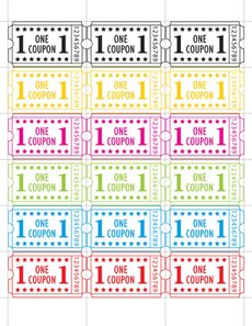 one coupon ticket with the number 1 on it in different colors and numbers,