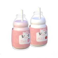 two pink hello kitty sippy cups with straws