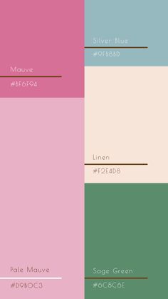 the color scheme for pastel mauve, pale green, pink and aqua blue