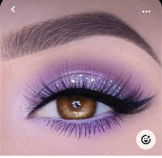 Rapunzel Makeup, Purple Wedding Makeup, Sweet 16 Makeup, Purple Sweet 16, Lilac Eyeshadow, Purple Quince, Wedding Makeup For Brown Eyes