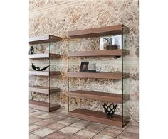 Estantería de madera chapada en nogal Cute Glass Bookshelf, Home Library Design Ideas, Modern Shelving Units, Salon Shabby Chic, Crockery Unit, Diy Display, Pharmacy Design, Showroom Interior Design, Store Layout