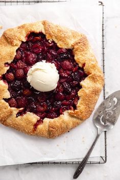 a pie with some ice cream on top of it