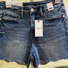 These Judy Blue Scalloped Hem Shorts Are Perfect For Spring. Blue Mid-rise Shorts For A Day Out, High Rise Blue Jean Shorts For Day Out, Blue High Rise Jean Shorts For Day Out, High Rise Blue Shorts For Day Out, High-rise Blue Jean Shorts For Day Out, Blue Mid-rise Bottoms For Day Out, Scalloped Shorts, Scalloped Hem, Blue Shorts