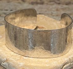 Sterling silver hammered cuff bracelet. One inch wide. Handcrafted. Beautiful accessory for the fashionista Hammered Cuff Bracelet, Show White, Bow Ring, One Inch, Hammered Silver, Cuff Bracelet, Cuff Bracelets, Jewelry Bracelets, Handmade Items