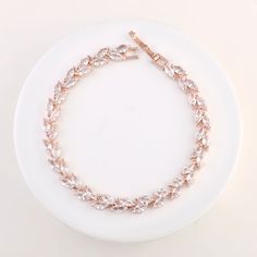 "Bridesmaid bracelet, the perfect gift for bride or for bridesmaid. Paid with earring and necklace to make it a complete set♥   ❤️Best Quality ❤️Best Pricing❤️Best Customer Service   🖤Specification For Bracelet: * Length: 6.69\" (17 cm) * Width: 0.23\" (0.6 cm) * Weight: 13g * Metal Type: Silver, Gold Plated, Rose Gold Plated * Stone: AAA Cubic Zirconia 🖤 Hypoallergenic, lead-free & nickel-free. 🖤Packaging: Comes in a gift box, an organza bag (as shown in the last picture) and a message card