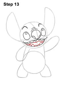 how to draw a cartoon character from the animated movie stitcher step by step instructions