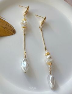 Freshwater Keshi Pearl Earring Pearl Dangle Earring S925 Studs Baroque Pearl Drop Earring Long Pearl Gift for Her - Etsy Delicate Baroque Pearl White Earrings, Delicate Baroque Pearl Earrings With Pearl Charm, Minimalist Baroque Pearl Earrings With Pearl Chain, Handmade Pearl Pendant Earrings For Jewelry Making, Pearl Pendant Earrings For Jewelry Making, Dainty Baroque Pearl Chain Earrings, Minimalist Baroque Pearl Chain Earrings, Dainty Baroque Pearl Earrings With Pearl Chain, Dangle Earrings With Baroque Pearl Chain