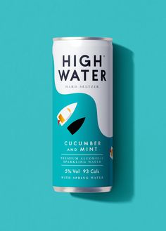 a can of high water on a blue background