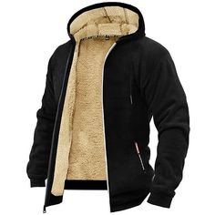 Season:Winter; Fabric:Polyester; Sleeve Length:Long Sleeve; Gender:Men's; Style:Cool,Casual,Basic; Pattern:Solid Color; Design:Zipper; Neckline:Hooded; Sports Clothing Sub Category:Sweat Jacket,Sherpa,Zip Hoodie Sweatshirt; Front page:FF; Bust:; Length: Jacket Sherpa, Sweat Jacket, Graduation Outfits, Mens Zip Hoodie, Basic Hoodie, Summer Concert, Graduation Outfit, Sweatshirts Online, Winter Clothing