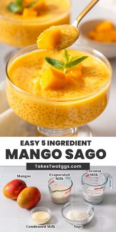 mango sago with ingredients to make it