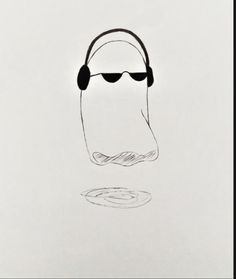 a drawing of a person wearing headphones and sunglasses