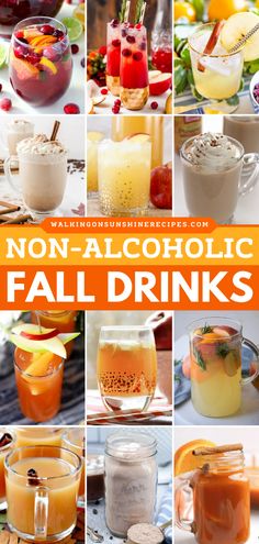 Looking for an easy recipe for Fall? You have to try these Non-Alcoholic Fall Drinks! These Fall drink ideas are delicious, festive, and fun. Save this pin for later! Mocktails Non Alcoholic Pumpkin, Drink Theme Ideas, Easy Mocktail Recipes Fall, Mocktails Non Alcoholic For Fall, Fun Mocktail Recipe Fall, Fall Inspired Mock Tails, Apple Mocktail Recipe, Fall Lemonade Recipe, Fall Mock Tails