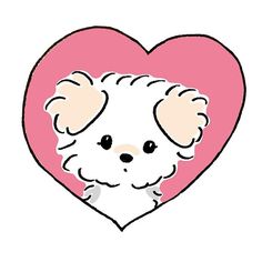 a dog with a heart shaped frame